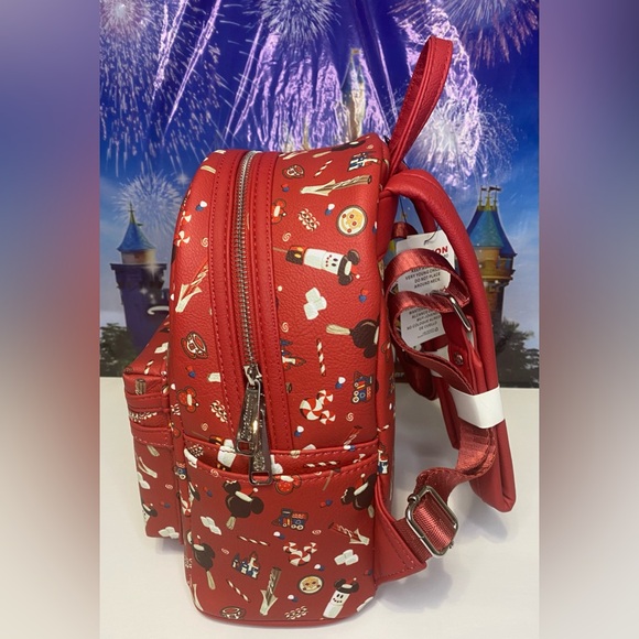 Disney Parks Christmas Mickey Snacks Food Castle Loungefly Mini Backpack NEW - Picture 4 of 5